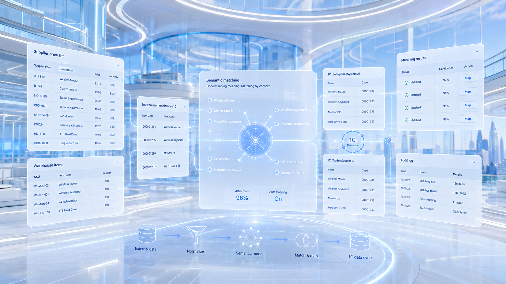 Сопоставление данных по смыслу в 1С